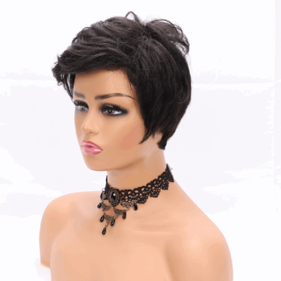 1B/Натуральный цвет Шнурки Передние парики Лучшие цены Продавец Pixie Cut Short Human Hair Wig