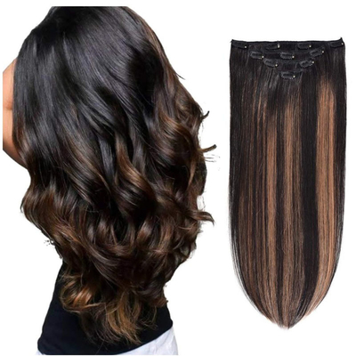 Virgin Highlight Remy Hair Clip In Extensions 7-9 штук набор для натуральных настоящих сырых волос