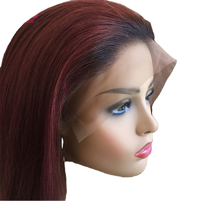 100% человеческие волосы бразильский 99J Ombre Full Lace Wig Swiss 360 Lace Front 10-24 Inch Прозрачный HD