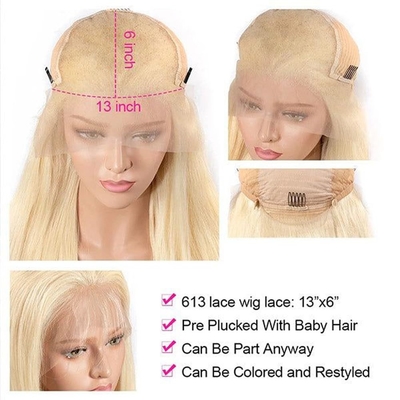 Китайские волосы 613 Блондинка 13X6 Hd Full Lace Frontal Raw Human Hair Wig с детскими волосами